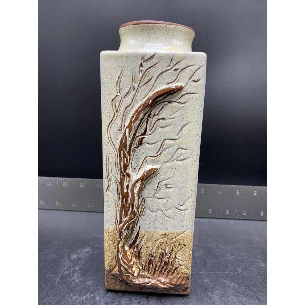 Vintage 1990s Tucker Studio Art Pottery Handmade Earth Tone Stoneware Vase